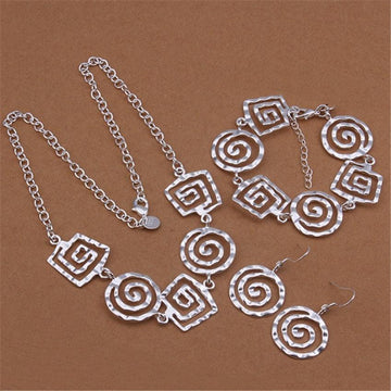 New Fine Retro Thread Earrings Bracelets Necklace for Women Silver Jewellery sets - Fashion Jewellery Set - The Jewellery Supermarket